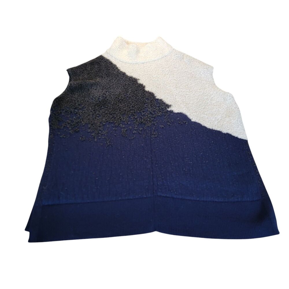 Lululemon Ombre Knit Poncho Merino Wool Blend White Blue & Black Sz 14 Top